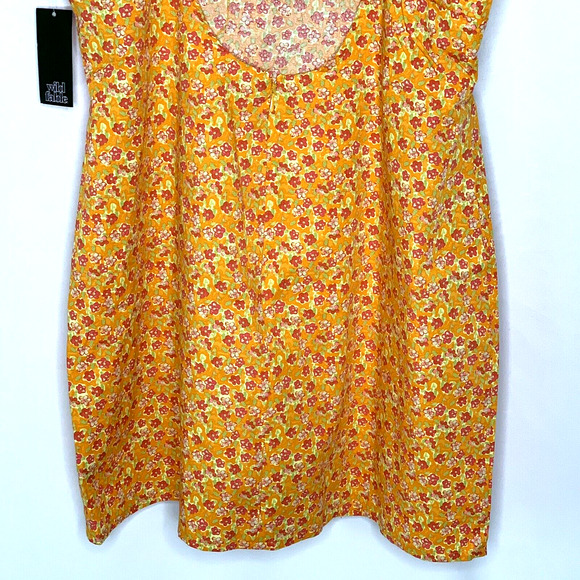 Wild Fable Womens Sundress Size XXL Bodycon Orange Floral Spaghetti Straps - Picture 10 of 12